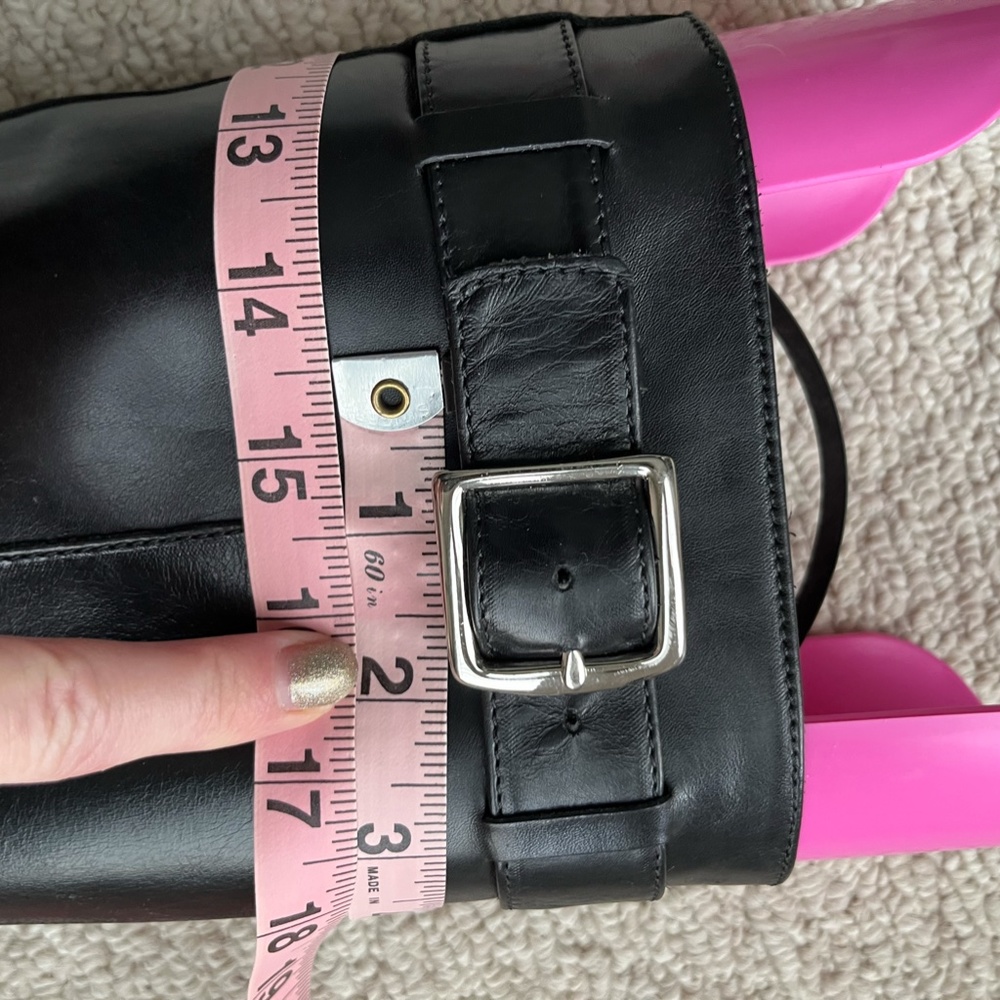 COACH - Black Leather Knee High Boots with Silver Buckle Detail - Picture 6 of 7